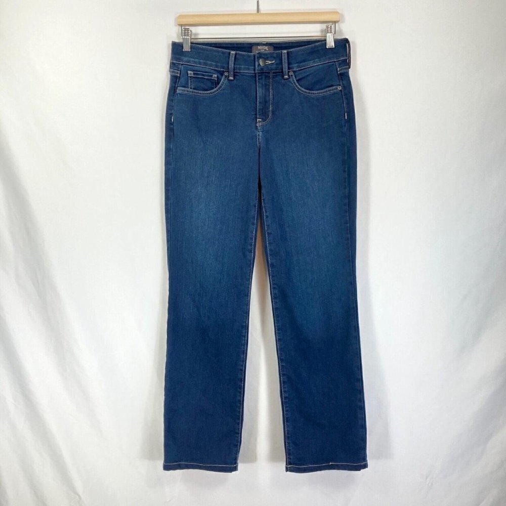 NYDJ For Chico's Lift X Tuck Straight Leg Jeans Size 4 Dark Wash